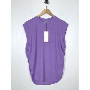 Calla Wolf Women's XL Sleeveless Top Purple Crew Neck Ruched Casual Blouse‎